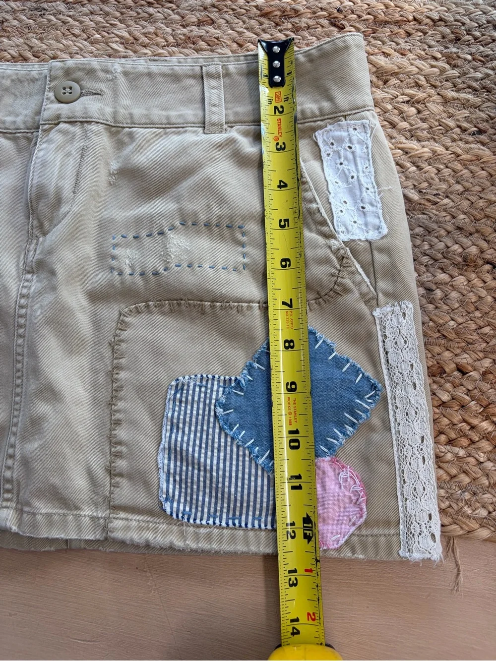 Girls size 16 Ralph Lauren vintage patchwork khaki miniskirt- rare find